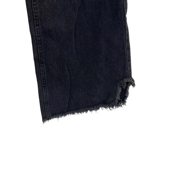 Free People Vintage Flared Jeans Black Ash Denim Raw Hem‎ Size 27 - Picture 6 of 14